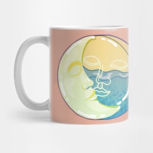 Vintage Sun and Moon Faces Mug